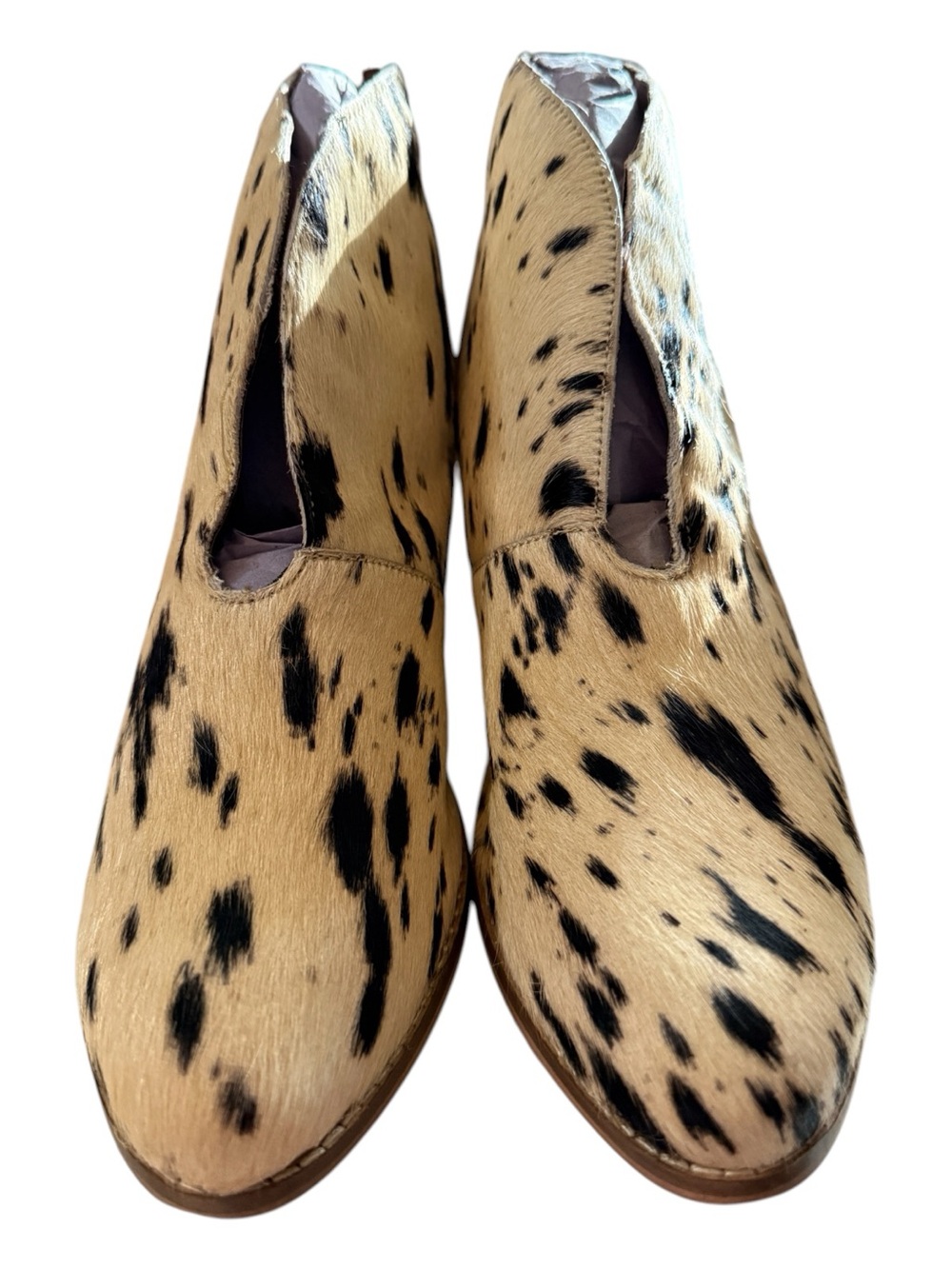 Naughty Monkey Hair-On Leather Spotted Ankle Boots Women’s 9.5 NWOB